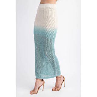 Ombre Dyed Open Knit Skirt Set