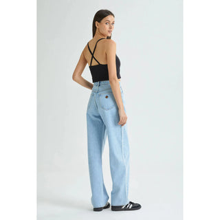 a brand walkaway jeans, high waist straight leg jeans made from recycled organic cotton