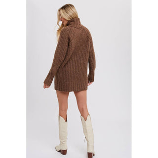 chunky knit sweater brown tunic length 