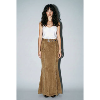 Suede Studded Maxi Skirt