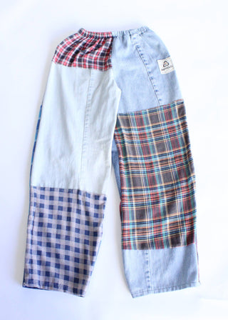 Flannel & Denim Combo Pants