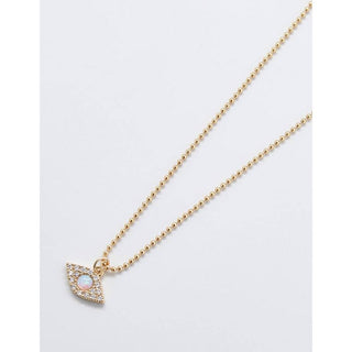 14k Gold Filled Opal Stone Evil Eye Charm Necklace