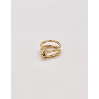 gold double knot ring, gold plated over stainless steel