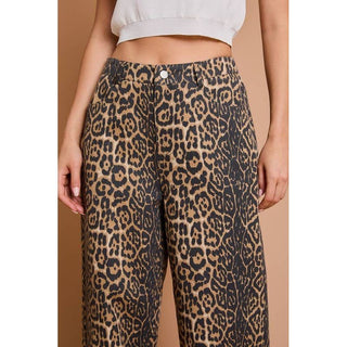 Animal Print Lightweight Denim Pants