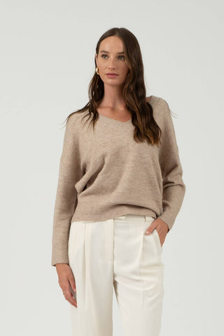 V Neck Drop Shoulder Sweater