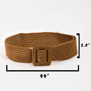 braided fashion belt with wooden buckle 