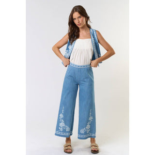Denim Embroidered Vest
