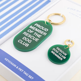 Rescue Dog Club Keychain & Pet Tag Gift Set