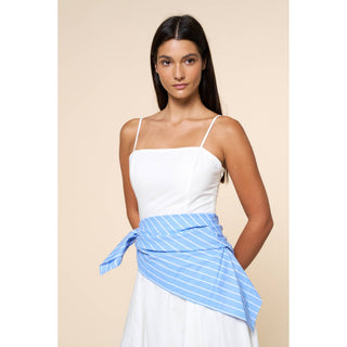 Stripe Waist Bandana Sleeveless Tie Maxi Dress