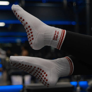 Hot Girls Do PILATES Socks - WHITE/RED