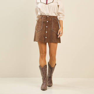 Vegan Suede Stud Skirt