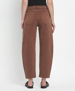 High Rise Barrel Jean- Brown