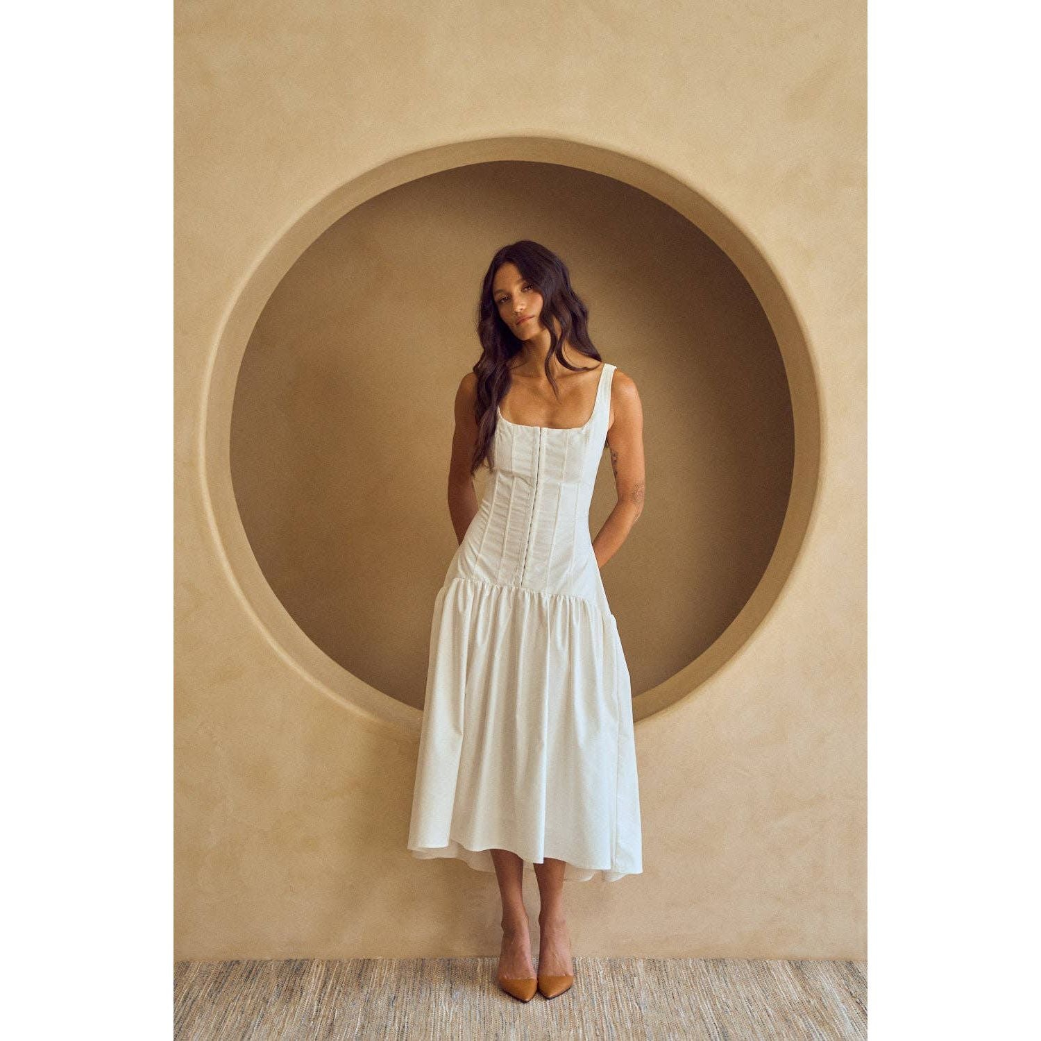 white christmas dresses Plus Size Corset Eye and Hook Closure Fit Flare Dress white christmas dresses Plus Size Corset Eye and Hook Closure Fit Flare Dress