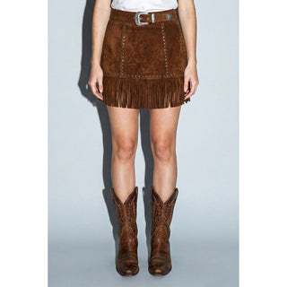 4th of July Suede Star Fringe Mini Skirt