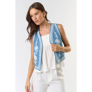 Denim Embroidered Vest