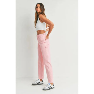 pink carpenter jeans ankle length high rise