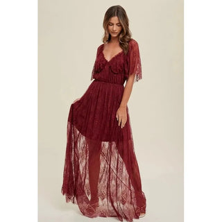 floral lace bustier dress red wine 