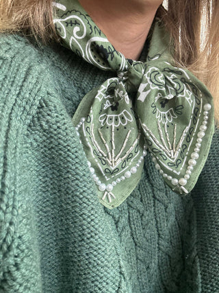 Pearl Embellished Bandana -3 Designs |Pearl Initial Bandana