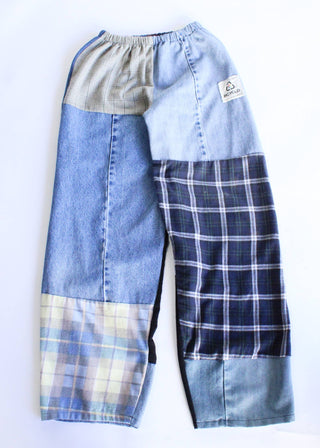 Flannel & Denim Combo Pants