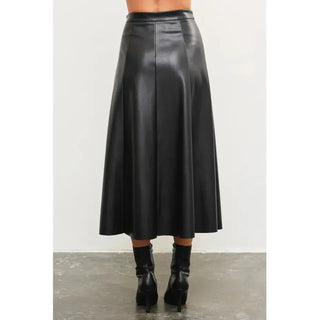 A Line Faux Leather Maxi Skirt