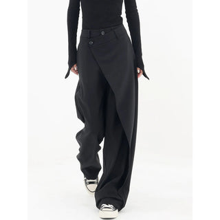asymmetric layered buttoned trouser pants