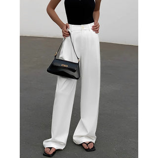 thick pleated high waist trousers