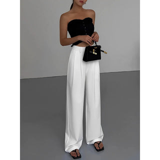 thick pleated high waist trousers
