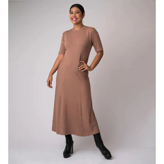 100 cotton rib dress with cuts that shape and add contour to the body 