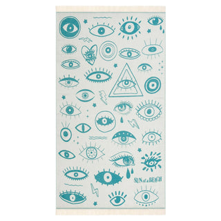 Electric Eyes Feather Beach Towel