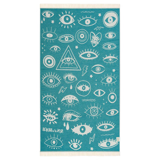 Electric Eyes Feather Beach Towel