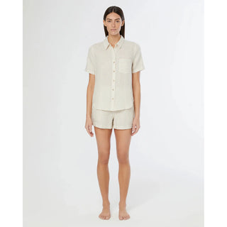 air linen striped shirt with collar button up