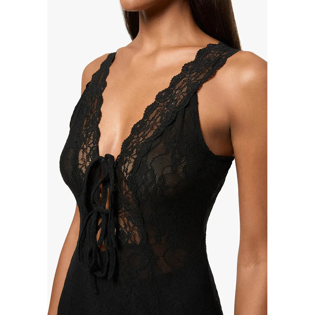 Lace Tie Front Midi Dress ititaboutique Lace Tie Front Midi Dress ititaboutique
