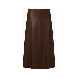 Vegan Leather Flare Midi Skirt