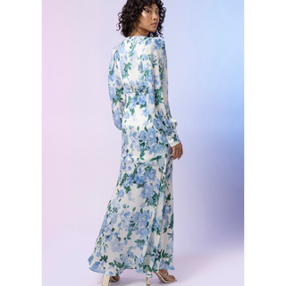 long sleeve floral maxi dress feminine style long dress conservative style
