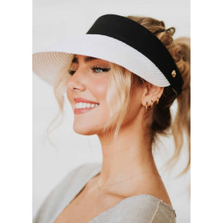 summer sun visor straw and with an open top and black band