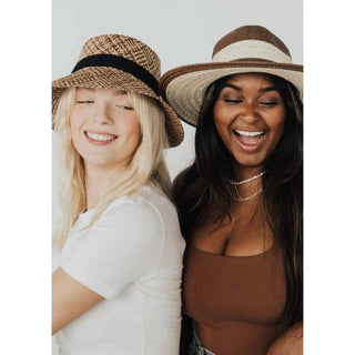 straw hat brown and tan colors with black band