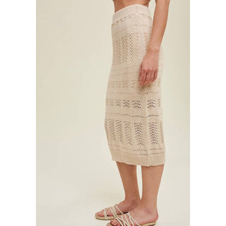 pointelle knit skirt with elastic waistband 
