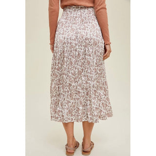 pink paisley print satin maxi skirt