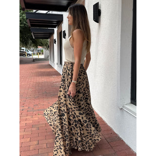 full maxi skirt flowy leopard print made in Italy 100% cotton 