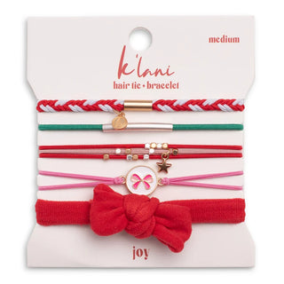 Joy red and green holiday K'lani hair tie bracelets