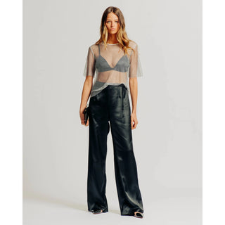 samm rhinestone top and bralette with satin pull on pants set