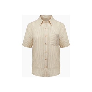 air linen striped shirt with collar button up