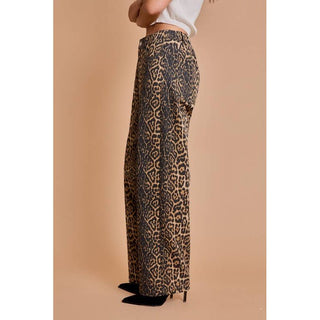 Animal Print Lightweight Denim Pants