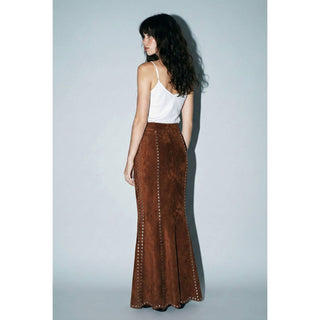 Suede Studded Maxi Skirt