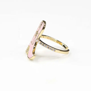 14K Gold Plated Brass Pink enamel and pave stones