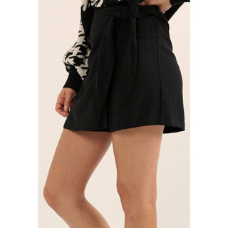 Solid Wrap Front Side Self Tie Closure Skort