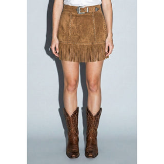 4th of July Suede Star Fringe Mini Skirt