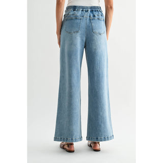 High Waist Wide Leg Horse Embroidered Jean