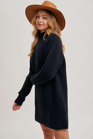 Mock Neck Knit Sweater Dress