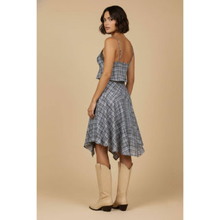 Plaid Lace Trim Top and Midi Skirt Set